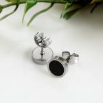 Titanium steel oil unilateral round dumbbell Style stud earrings for women men
