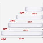 20W 2ft LED Batten Fittings Integrated Tube Lamp 3000K Warm White 600x75x23mm