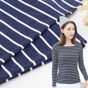 China Yarn Dyed Cotton Interlock Fabric Colored Stretch Ribbed Material 1*1 factory