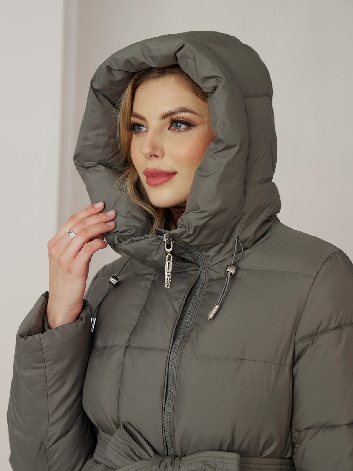 Bio Fluff Woman Coat Hooded Thickened Long Cotton Coat with Slanted Placket and Pleats for Bio Fluff Women s Style, down or biddown coat
