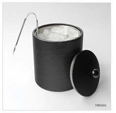 China Stainless Steel Ice Bucket with Leather Cover factory