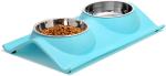 Double Dog Cat Stainless Steel Pet Bowls No Spill Resin Station