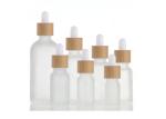 Empty Essential Oil Bamboo Cap 30ml Glass Dropper Bottle Transparent Frosted
