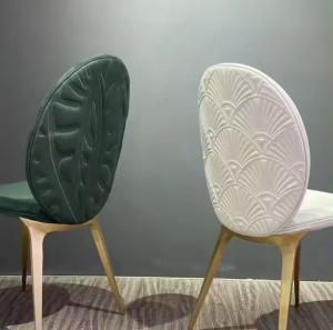 China Hotel chairs modern minimalist high-end designer home backrest stainless steel leaves dining chair factory
