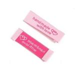 Customized Garment Label for Clothes accessories Folded Woven Pink Label