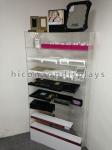 Flooring Large Pure Transparent Acrylic Cosmetics Display Cases With Shelves