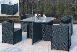 China YLX-RN-060 Save Space Design Indoor and Outdoor PE Rattan Chair and Table factory