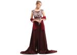 Purplish Red Wedding Bridesmaid Dresses , Beauty Flower Maxi Prom Dresses