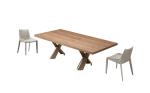 Stainless Steel Base Industrial Wood Dining Tables Rectangle Rustic