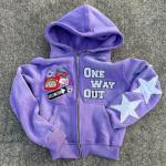 Acid Wash French Terry Hoodie Custom Streetwear Boxy Cropped Distressed Vintage