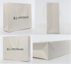 China ISO9001 Custom Logo Paper Bags White Paper Craft Bags With Handles Gravure Printing factory