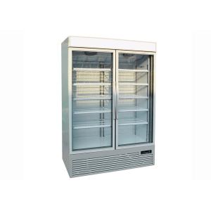 China Swing 2 Glass Door Commercial Upright Freezer Frost Free Plug In SECOP on sale