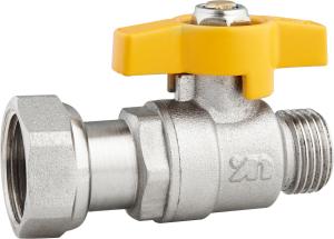 China 5801C Gas Stove Valve Brass Ball Valve Straight Type DN15 for Residential Gas Supply with Flexible Female Threaded Nut factory