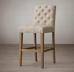 China Hot Sale of replica bar stools，with oak wood and linen fabric make factory