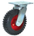 Heavy Duty Rubber On Red Cast Iron Swivel Caster 6 Inch