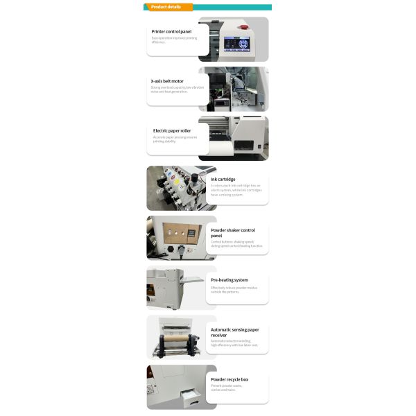 30cm A1 DTF Printer With White Ink Circulation System Single XP600 Head CMYKW Ink Color