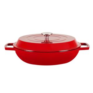 3.6qt Shallow Enamel Casserole Dish With Lid Multifunctional