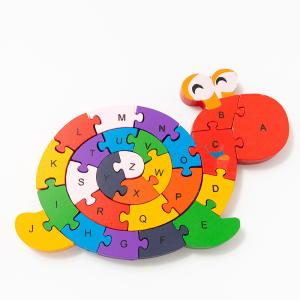 China Wooden Building Block Toys For Kids Baby Early Education Snails Digital Tortoise Cognitive Spelling Children factory