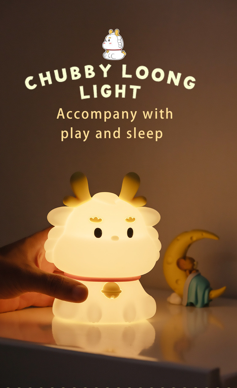 LED USB Rechargeable Dimming Dragon Touch Cartoon Cute Bedroom Decor Silicone baby loong Table Lamp Night Light