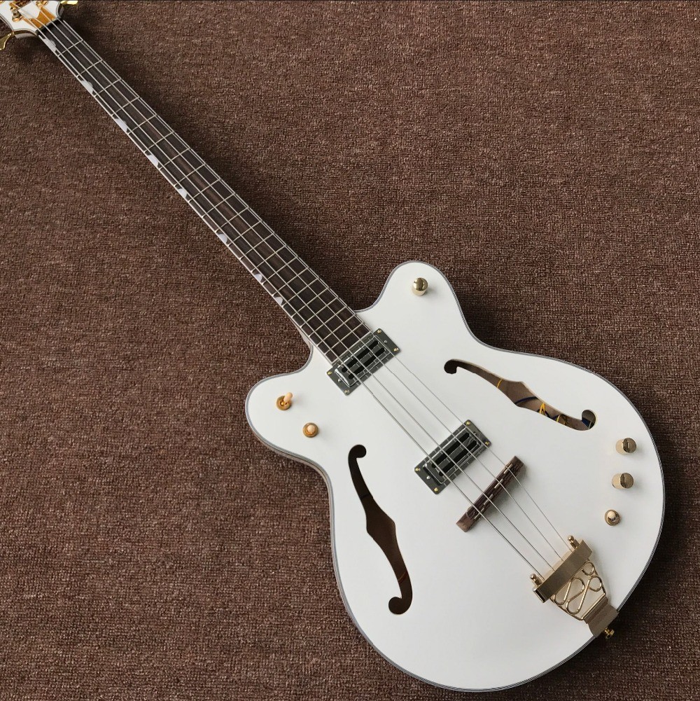 New style,China Custom Jazz white F hollow body electric guitar,Rosewood fingerboard,vibrato system