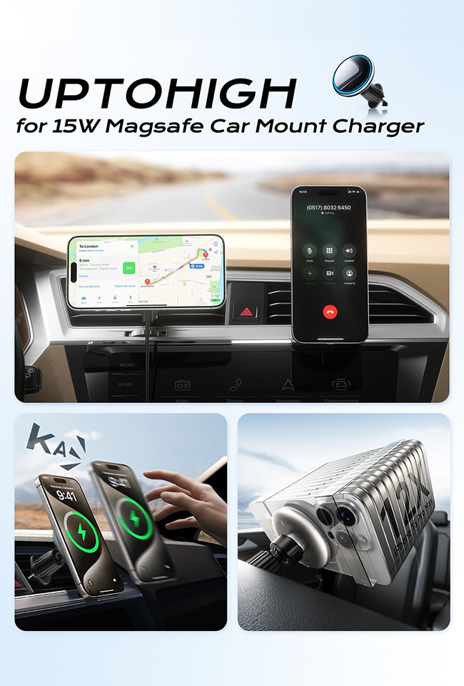 Stable And Fast Charging Metal Car Phone Holder With Strong Magnetic Suction And Customizable Running Light