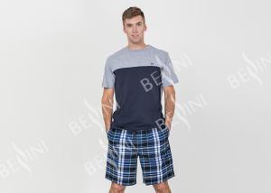 China Contrast Color Mens Summer Sleepwear / Mens Short Sleeve Pyjamas Very Soft Handfeel factory
