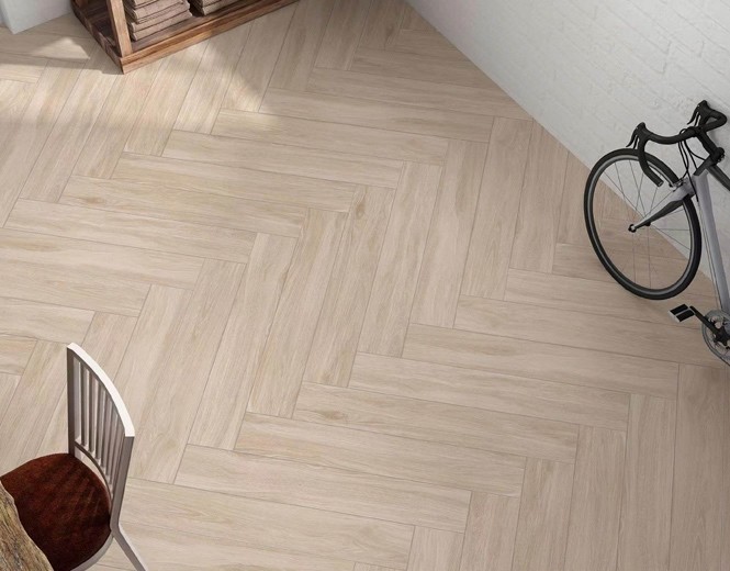 Beige Antibacterial Wooden Porcelain Strips 200x1000mm Indoor Floor Strip For Living Room Decoration