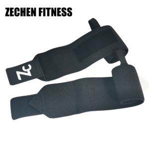 China Black Cotton Heavy Duty Wrist Wraps 45*8cm Weightlifting Wraps And Straps Safety Crossfit Support factory