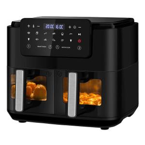 China Oil Free Dual Zone Air Fryer 9L Large For Family With 2 Drawers 10 Presets 2400W Low Fat factory