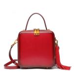 Real Leather Women Bags Cowhide Case Bag with Tassel Fashion Tote Bags