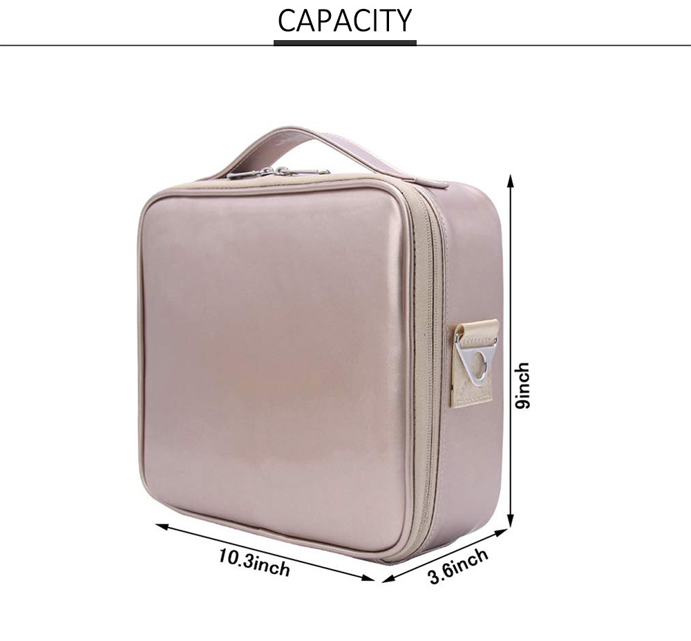 Women PU Makeup Train Case With Adjustable Dividers