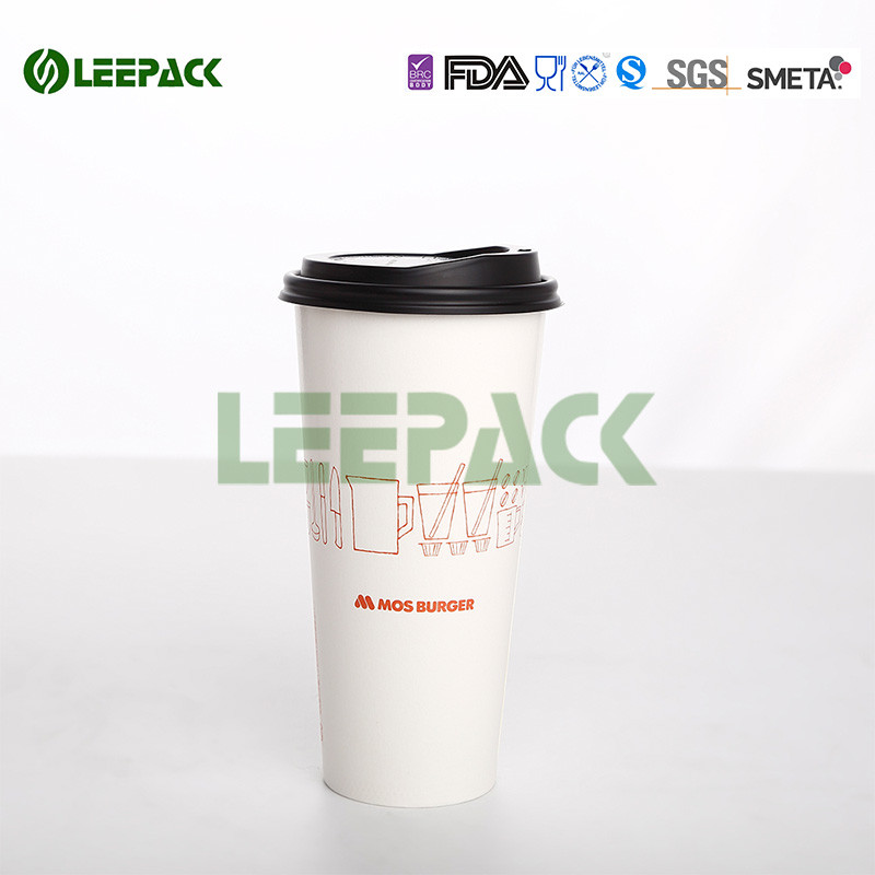 22 Oz Large Size Green Single Wall Paper Cups Disposable For Cold / Hot Drink