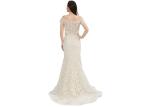 Sequin Embroidery Fabric Arabic Evening Dresses Beige Color Zipper Back Style