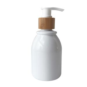 China 200ml 8oz Plastic Cosmetic Bottles Glass Jars 20/410 20mm Bamboo Closure factory