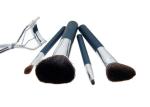 4 Pieces Goat Hair Natural Makeup Brush Set With Stainless Steel Eyelash Curler