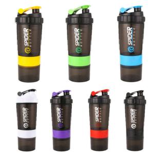 China Custom Logo 650ml Black Three Layers Fitness BPA Shaker Cup factory
