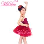 Children'S Tutu Skirts Wine Red Sequin Bodice Dress Matching Flowers Trim