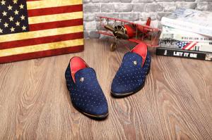 China Metal Rivets Decoration Mens Casual Slip On Shoes Loafer Style Blue Suede Driving Shoes factory