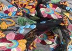 Floral Multi Colored Lace Fabric Used Polyester Yarn Embroidered On Nylon Mesh