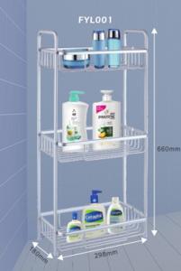 China Thick Double layer Tripod Kitchen Bathroom Rack Corner Frame Space Aluminum Bathroom Shower Room Double Tripod factory
