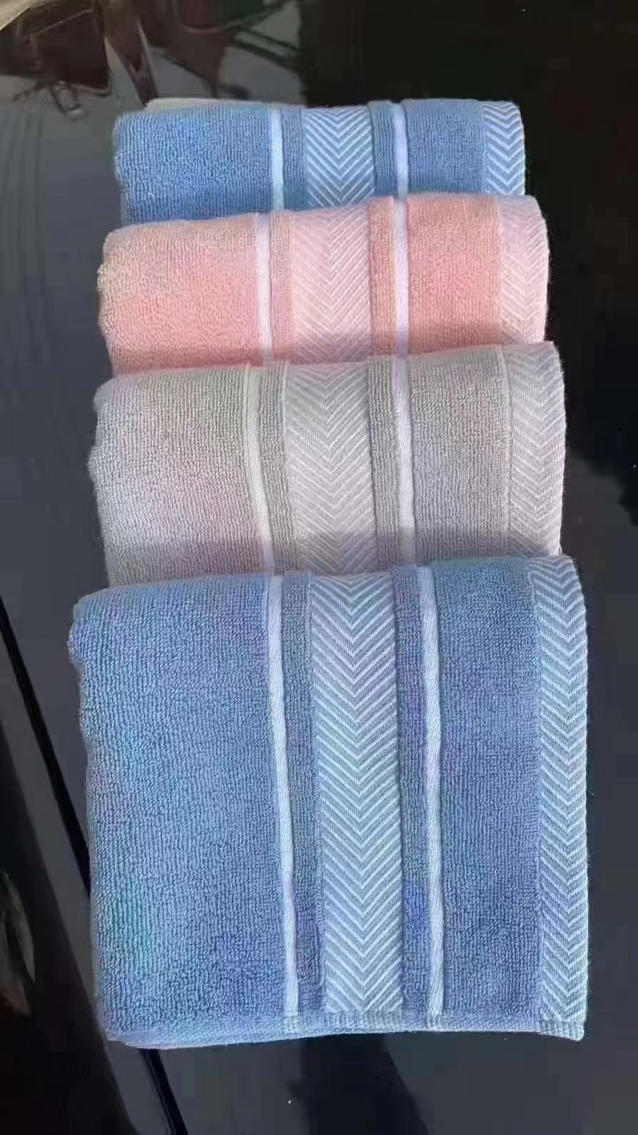 Cotton Double Sided Piano Stripe Towel with Customized Logo and Child-Proof Labeling
