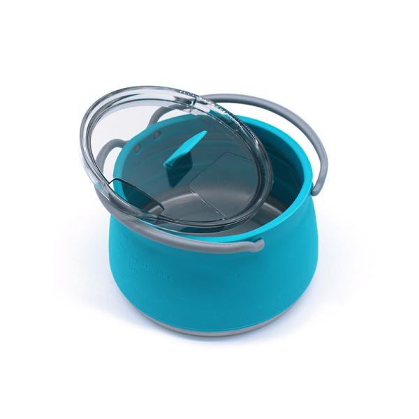 China Silicone Collapsible Camping Kettle 1.0L With Plastic Lid factory