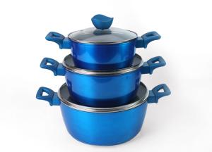 China 3Pcs 3.5mm Sprial Bottom Sgs 28cm Non Stick Soup Pot factory