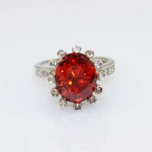 China Women' Jewellery Sterling Silver Oval Garnet Cubic Zircon Ring(S-RT719) factory