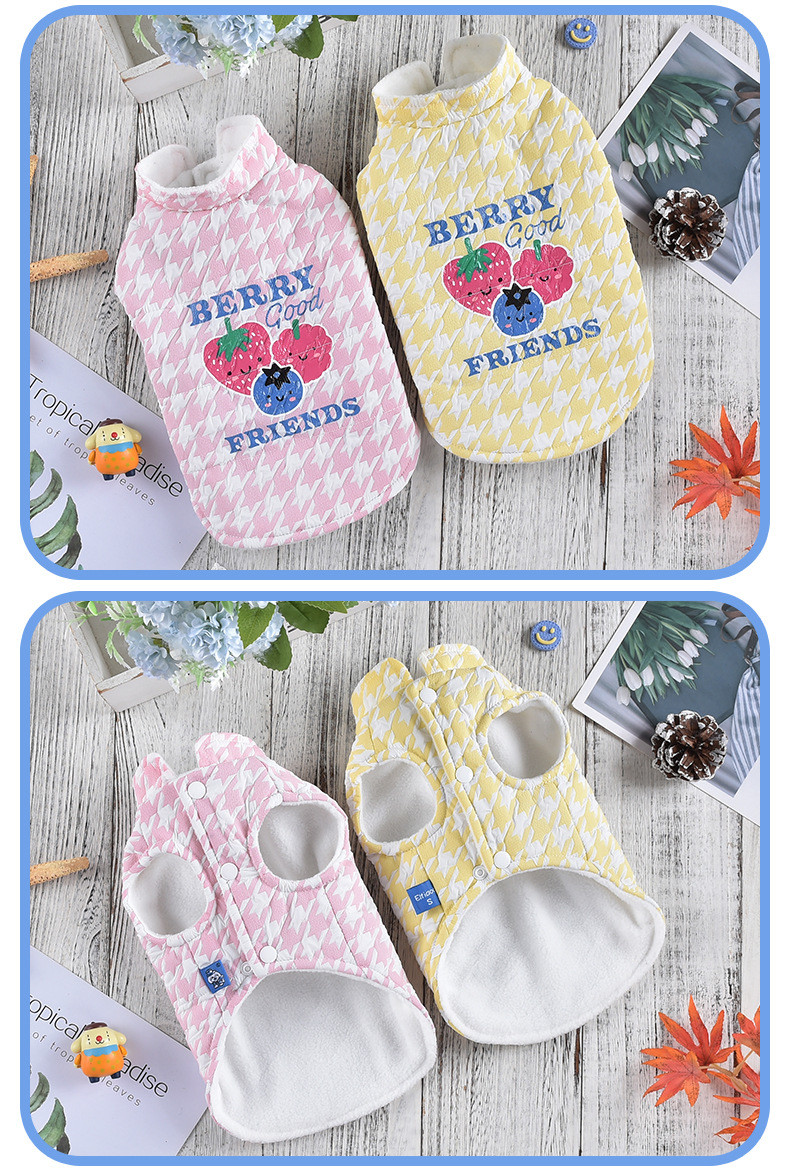 Thick Warm Wearing Dog Clothes Cute Clothing Dog Temperament Cherry Vest Pet Apparel