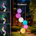 Color Changing Solar Power Wind Chime Hummingbird Butterfly Waterproof Outdoor