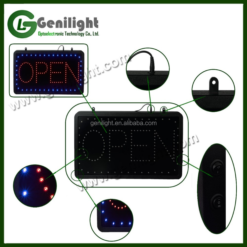 Indoor LED Open Sign Panel Size 56*33 CE/Rohs Certificate Power Supply and Hanging Chain