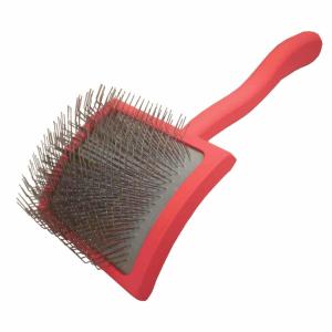 China Pet Wire Grooming Brush Wooden Handle Metal Long Pin Slicker Brush for Medium Large Dogs factory