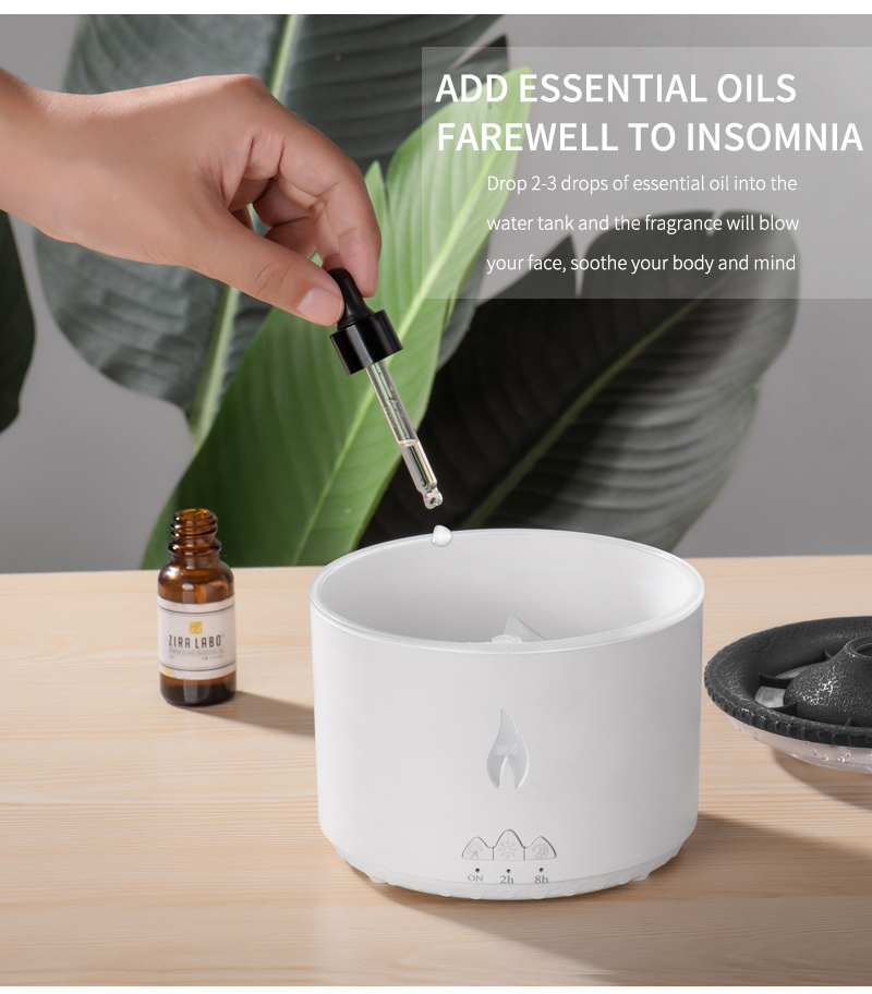 350ML Capacity 3D Flame Effect Volcano Air Humidifier Aroma Diffuser for Home Fragrance