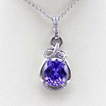 Sterling Silver Oval Pink Zircon Pendant and 925 Silver Chain Necklace (PSJ0268)